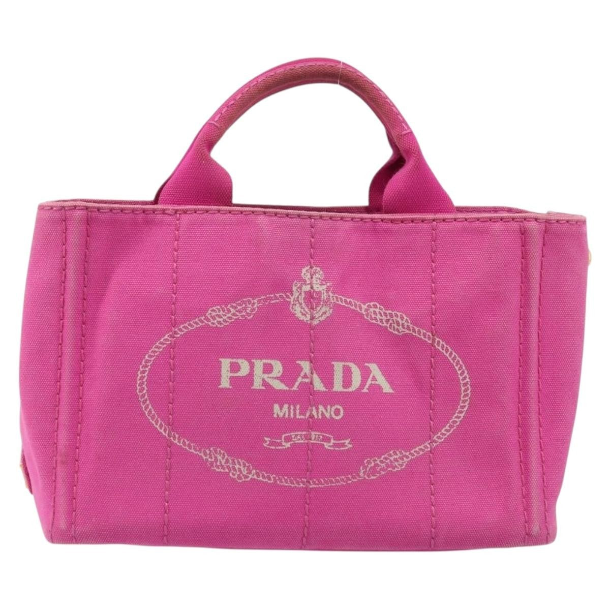 Prada Canapa Tote Canvas Pink Canvas Tote Bag Bag (Pre-Owned)