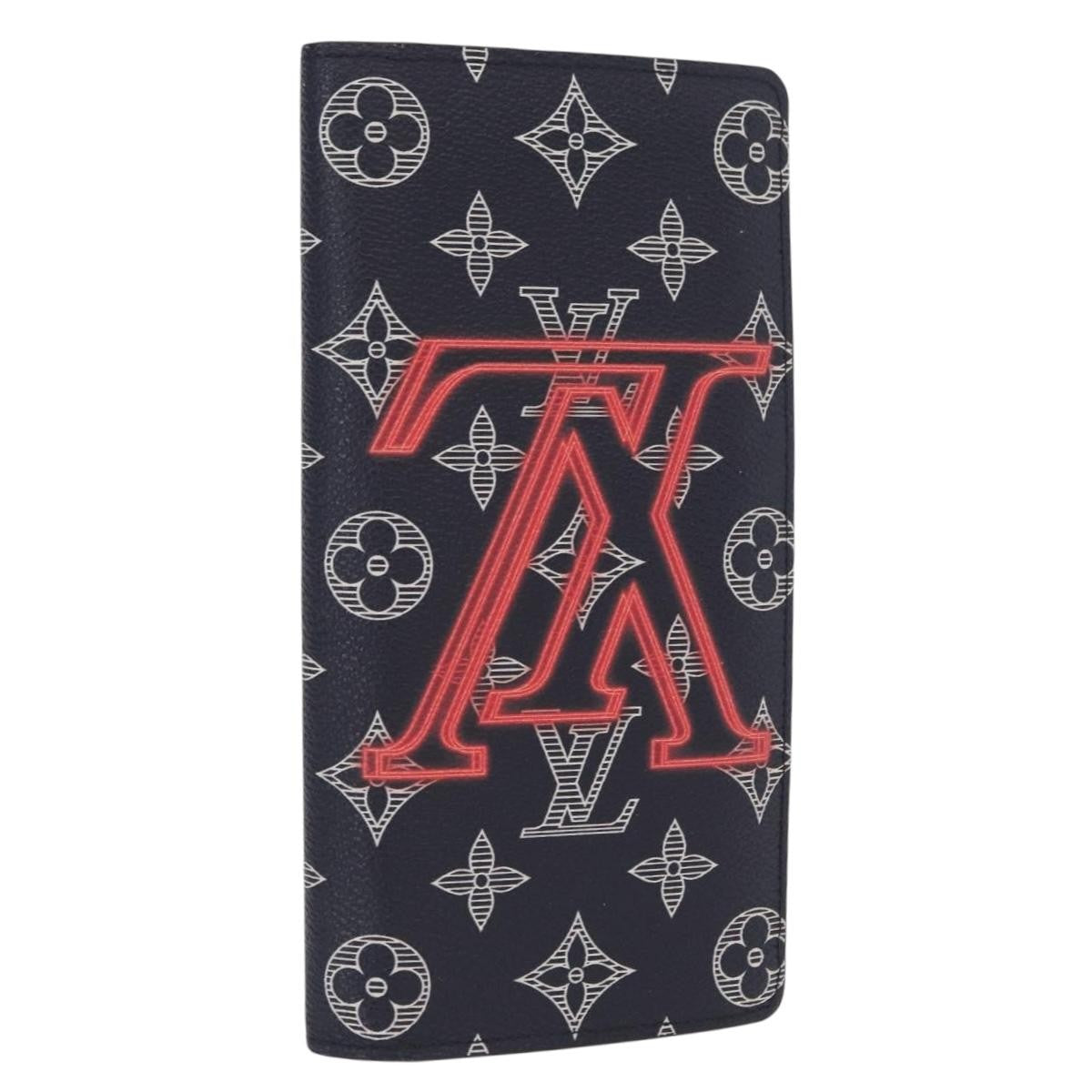 Louis Vuitton Brazza Long Bifold Wallet Monogram Comics Navy Canvas Wallets Accessory (Pre-Owned)