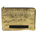 Chanel Feminine Pouch Crinkled Leather Gold Leather Clutche & Pouche Bag (Pre-Owned)