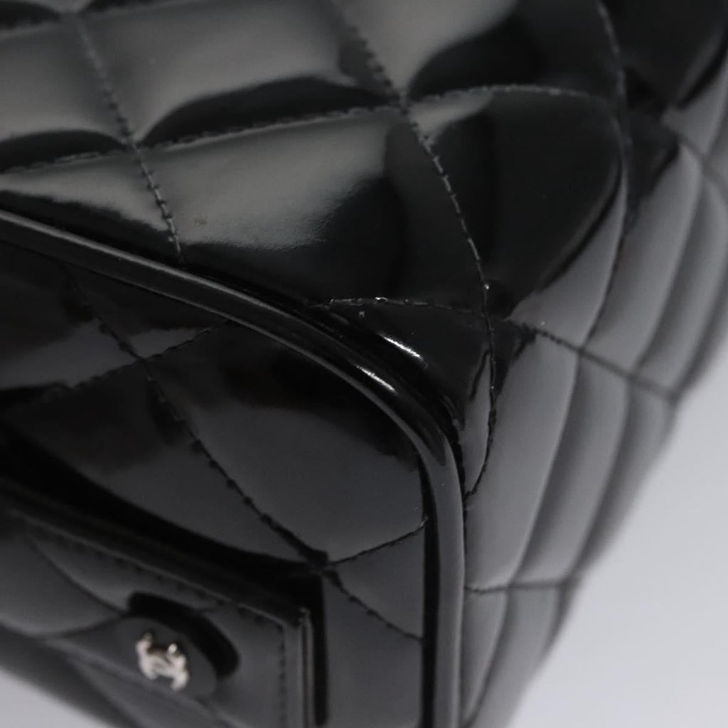 Chanel Vintage Metal Box Bag Quilted Patent Black Patent_Leather Handbag (Pre-Owned)