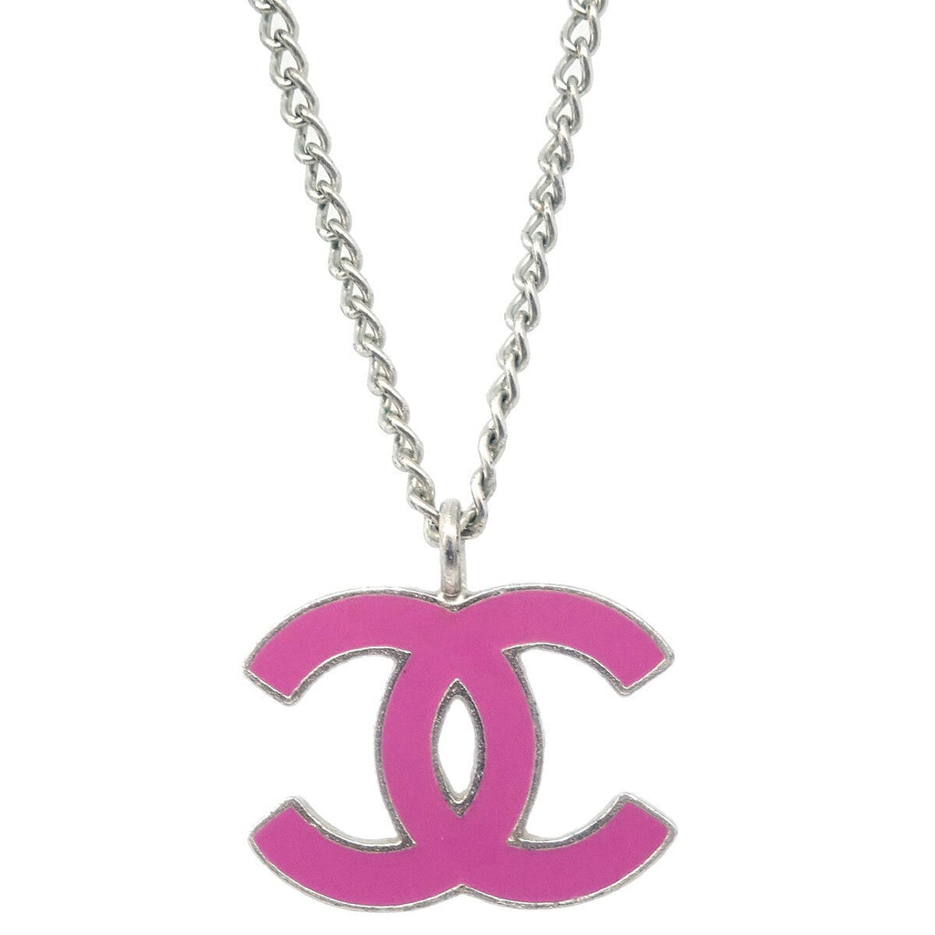 Chanel Cc Pendant Necklace Metal Silver Silver_Plated Necklace Jewelry (Pre-Owned)