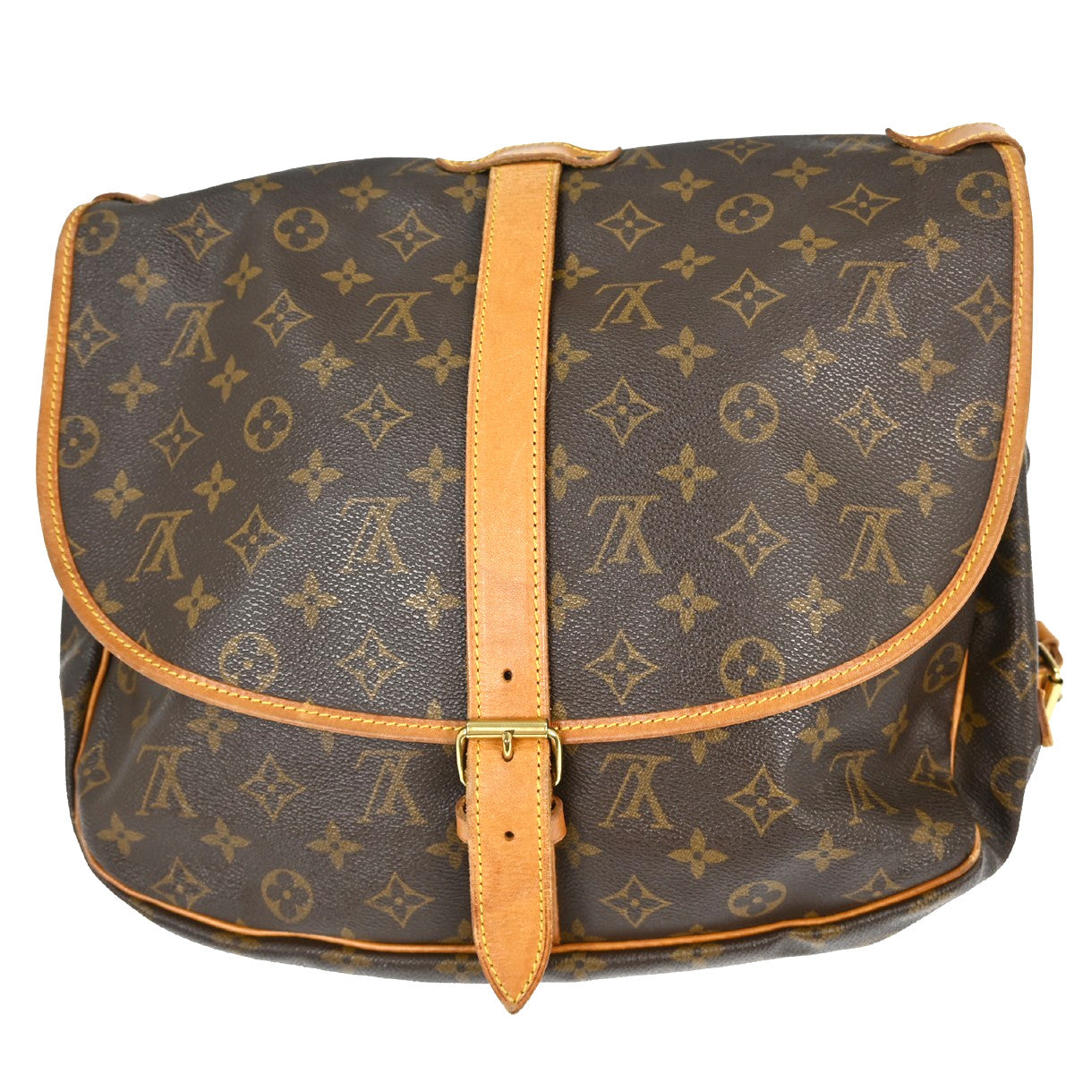Louis Vuitton Saumur Handbag Monogram Canvas Brown Canvas Shoulder Bag Bag (Pre-Owned)