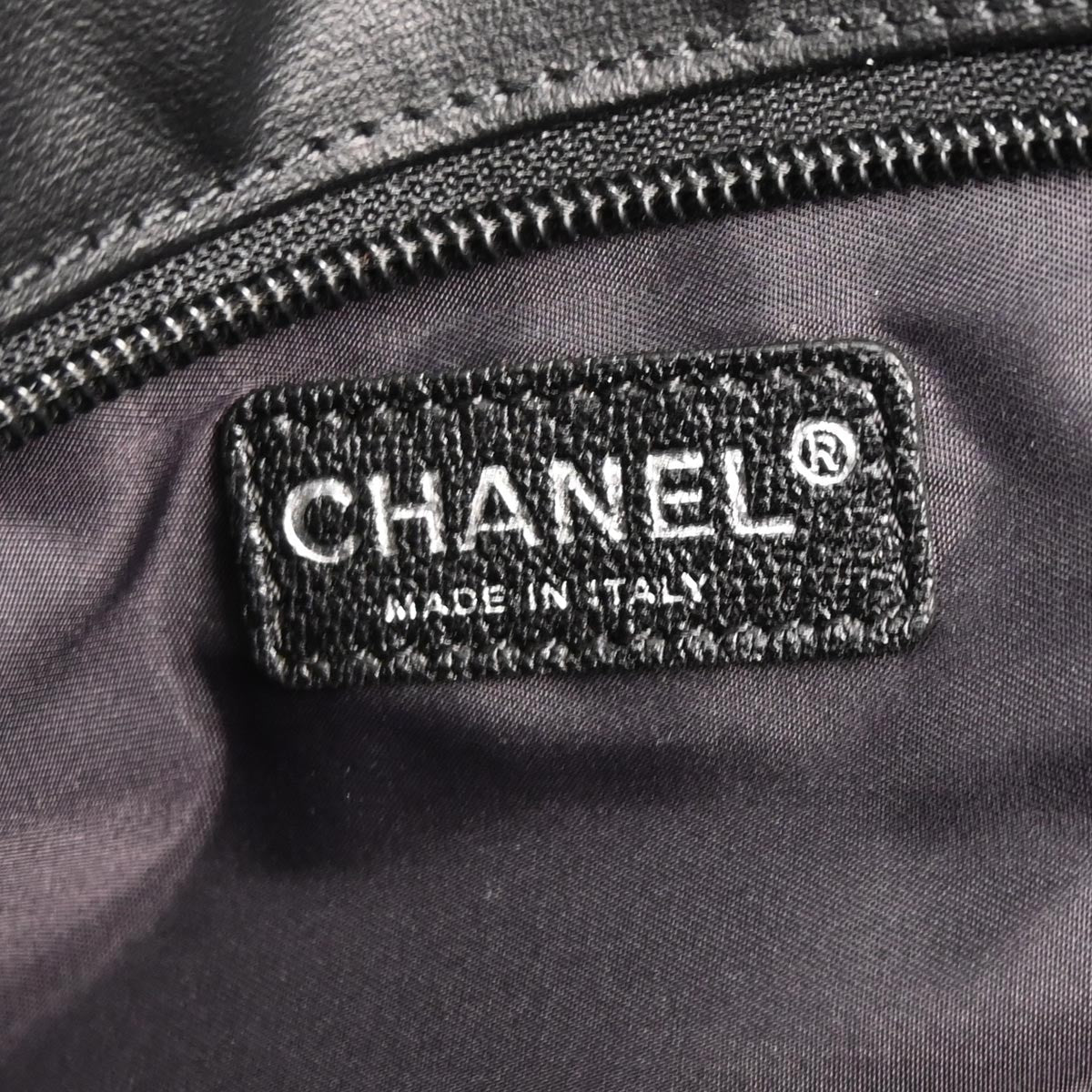 Chanel Biarritz Tote Quilted Coated Canvas Black Leather Tote Bag Bag (Pre-Owned)
