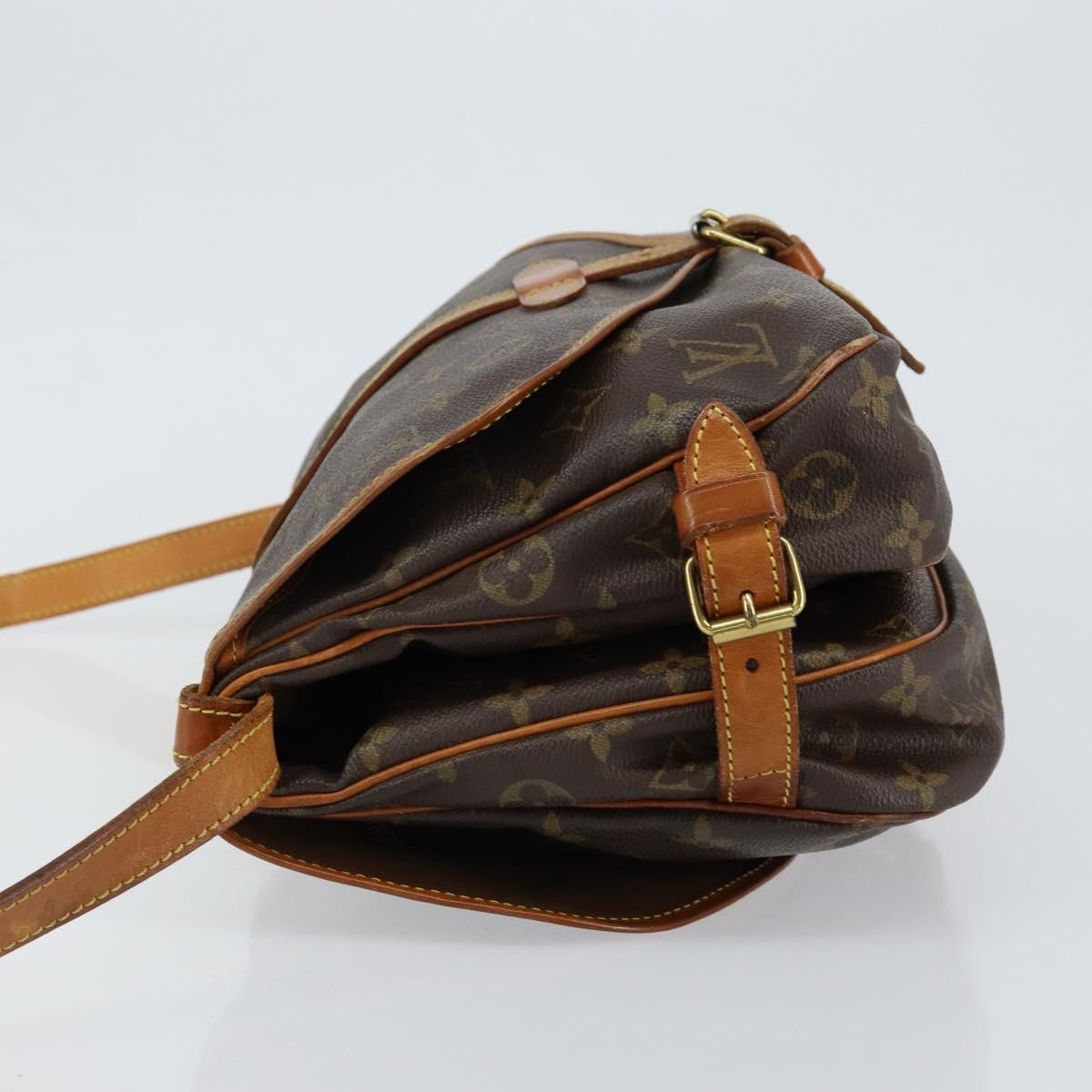 Louis Vuitton Saumur Handbag Monogram Canvas Brown Canvas Shoulder Bag Bag (Pre-Owned)