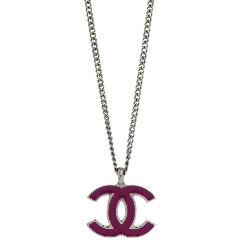 Chanel Cc Logo Pendant Necklace Metal Silver Silver_Plated Jewelry (Pre-Owned)