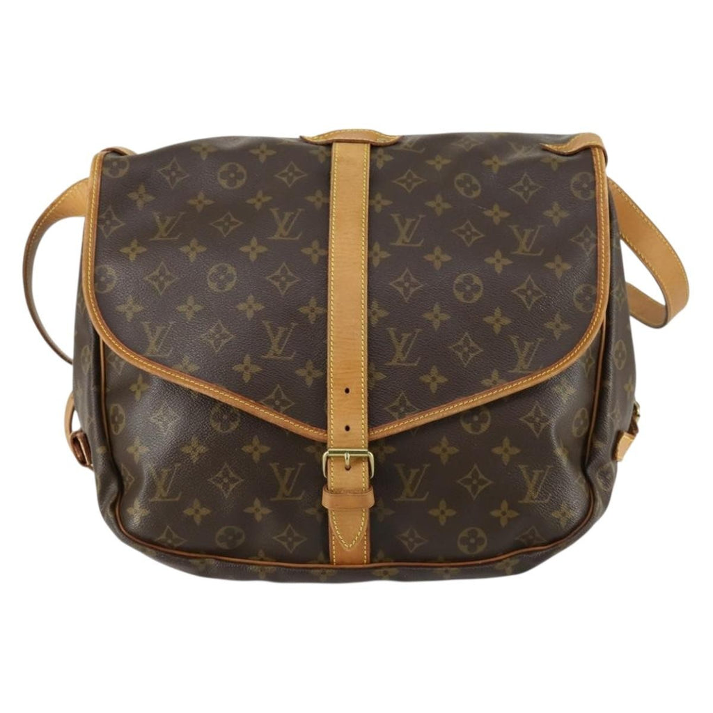 Louis Vuitton Saumur Handbag Monogram Canvas Brown Canvas Shoulder Bag Bag (Pre-Owned)