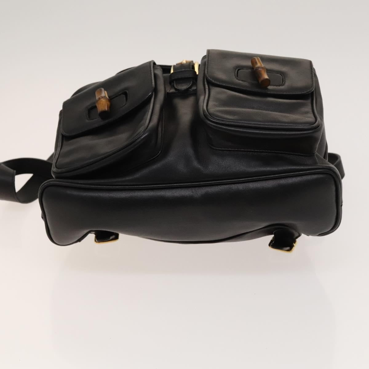 Gucci Vintage Bamboo Backpack Leather Black Leather Backpack Bag (Pre-Owned)