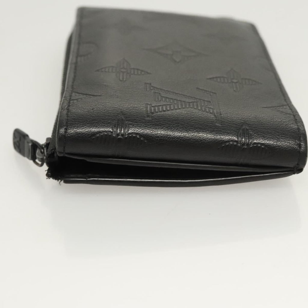 Louis Vuitton Hybrid Wallet Monogram Shadow Leather Black Leather Wallets Accessory (Pre-Owned)