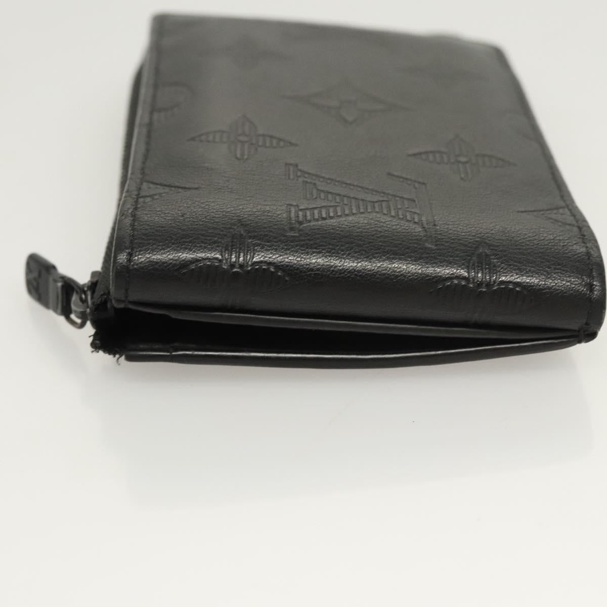 Louis Vuitton Hybrid Wallet Monogram Shadow Leather Black Leather Wallets Accessory (Pre-Owned)