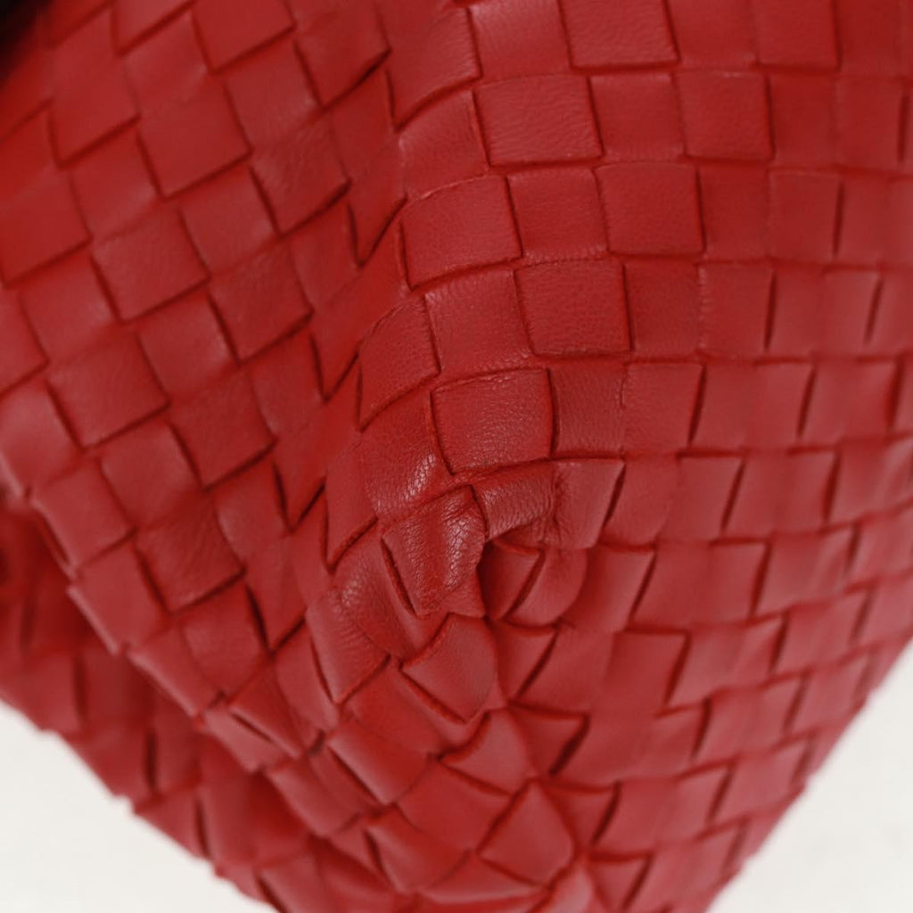Bottega Veneta Glass Shoulder Bag Intrecciato Nappa With Snakeskin Red Leather Shoulder Bag Bag (Pre-Owned)