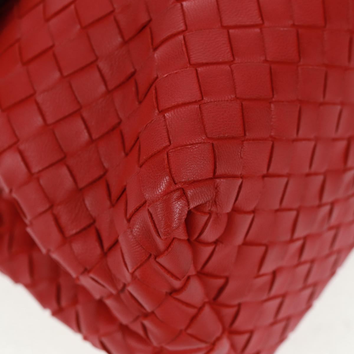 Bottega Veneta Glass Shoulder Bag Intrecciato Nappa With Snakeskin Red Leather Shoulder Bag Bag (Pre-Owned)