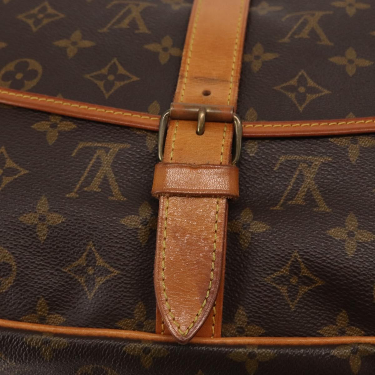 Louis Vuitton Saumur Handbag Monogram Canvas Brown Canvas Shoulder Bag Bag (Pre-Owned)