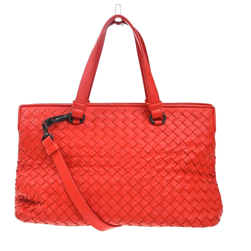 Bottega Veneta 2-Pocket Convertible Tote Intrecciato Nappa Red Leather Tote Bag Bag (Pre-Owned)
