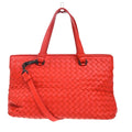Bottega Veneta 2-Pocket Convertible Tote Intrecciato Nappa Red Leather Tote Bag Bag (Pre-Owned)