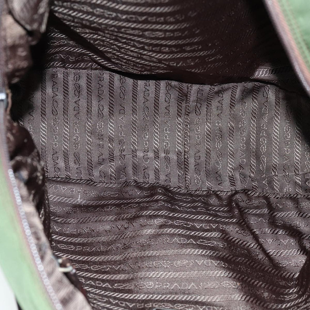 Prada Bowling Shoulder Bag Tessuto Khaki Nylon Handbag (Pre-Owned)