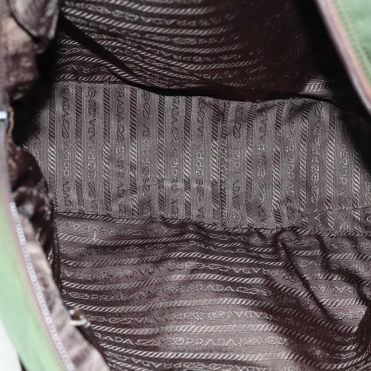 Prada Bowling Shoulder Bag Tessuto Khaki Nylon Handbag (Pre-Owned)