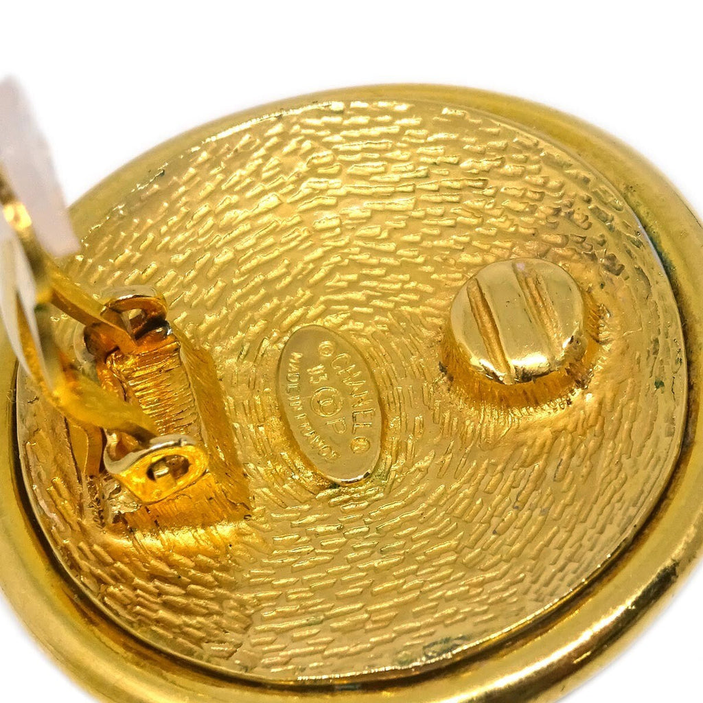 Chanel Cc Round Earrings Metal Gold Gold_Plated Earrings Jewelry (Pre-Owned)