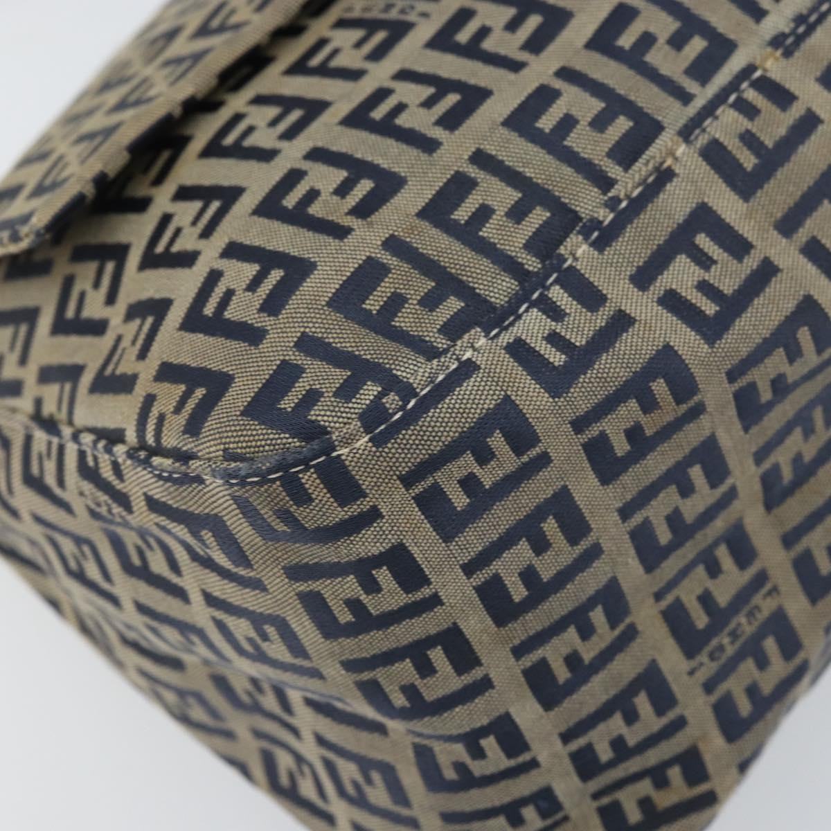 Fendi Mamma Baguette Zucchino Canvas Navy Canvas Shoulder Bag Bag (Pre-Owned)
