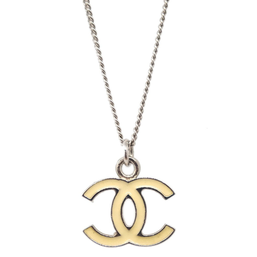 Chanel Cc Logo Pendant Necklace Metal Silver Silver_Plated Necklace Jewelry (Pre-Owned)