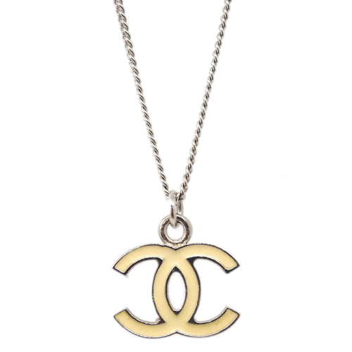 Chanel Cc Logo Pendant Necklace Metal Silver Silver_Plated Necklace Jewelry (Pre-Owned)