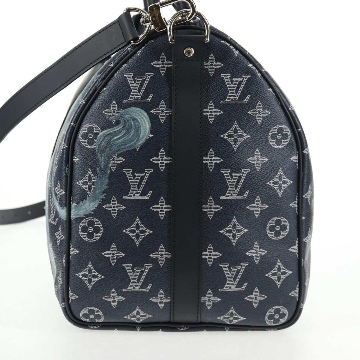 Louis Vuitton Keepall Bandouliere Bag Limited Edition Chapman Savane Monogram Canvas Navy Canvas Travel Bag Bag (Pre-Owned)