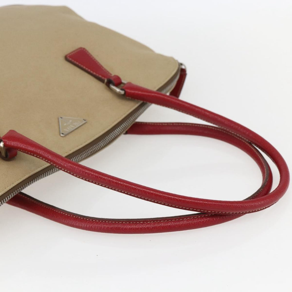 Prada Vintage Handbag Canvas Beige Canvas Handbag (Pre-Owned)