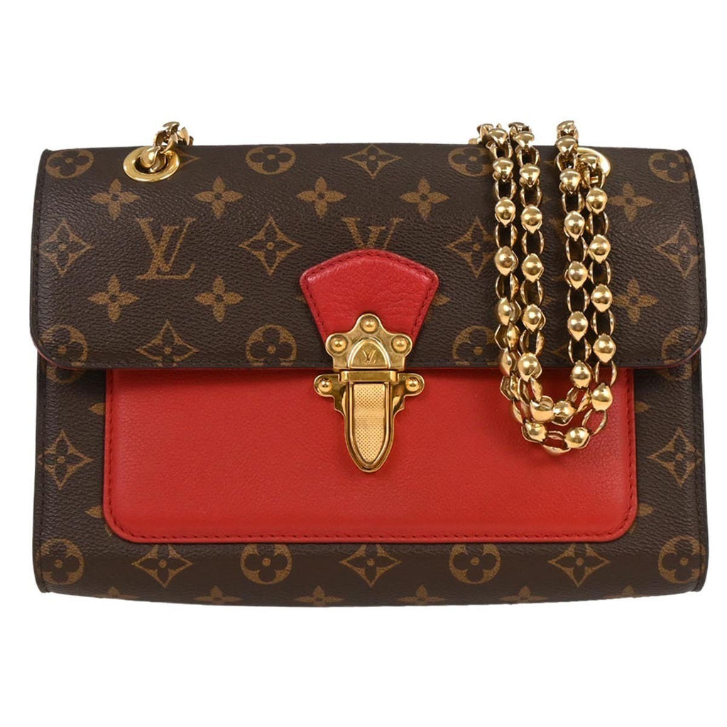 Louis Vuitton Victoire Handbag Monogram Canvas And Leather Brown Canvas Shoulder Bag Bag (Pre-Owned)