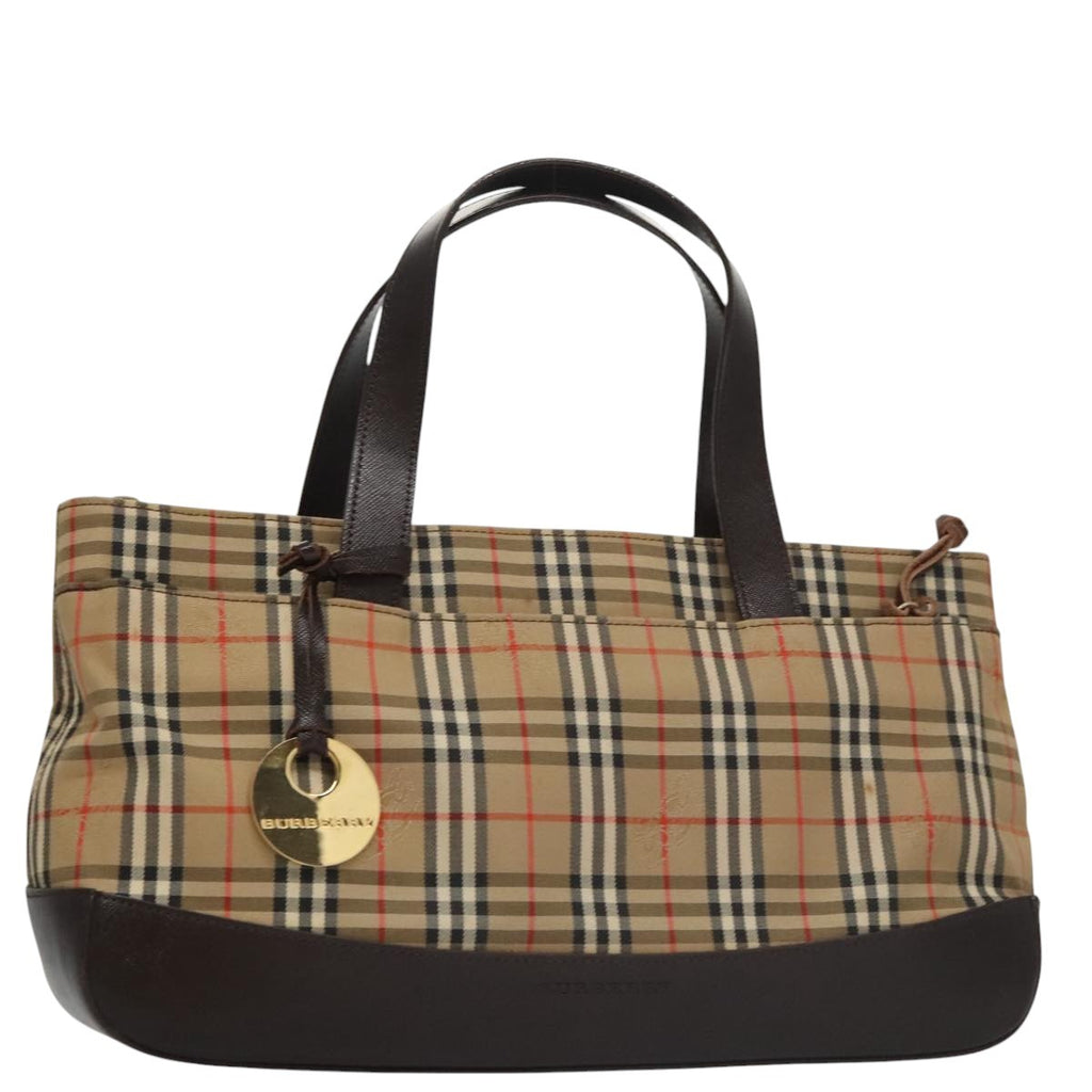 Burberry Nova Check Handbag Nova Check Canvas And Leather Beige Canvas Handbag (Pre-Owned)