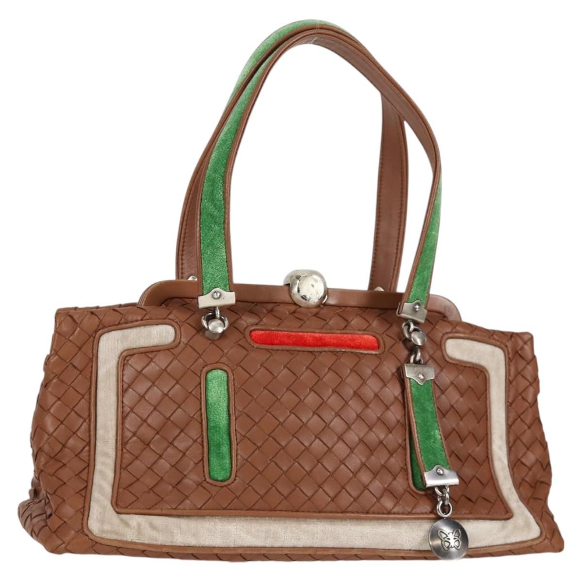 Bottega Veneta Intrecciato Leather Brown Leather Handbag (Pre-Owned)