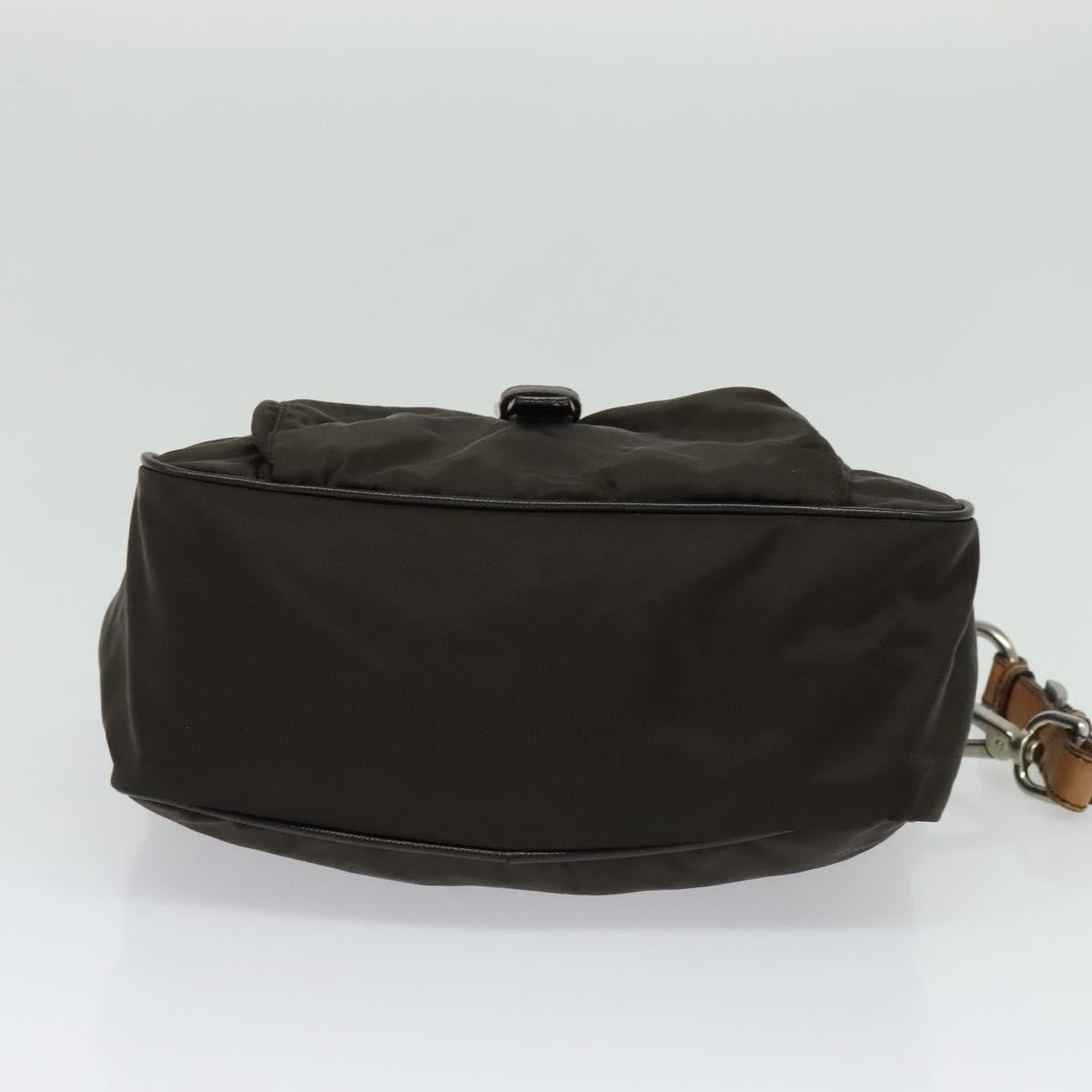 Prada Vintage Flap Shoulder Bag Nylon Khaki Nylon Shoulder Bag Bag (Pre-Owned)