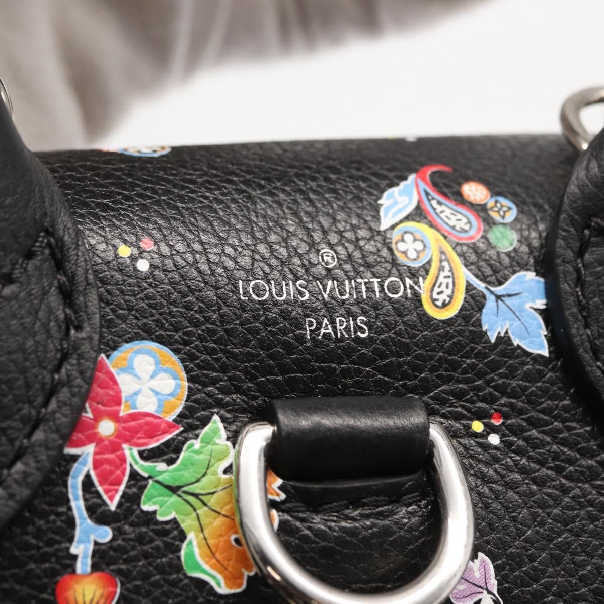 Louis Vuitton Lockme Backpack Floral Printed Leather Black Leather Backpack Bag (Pre-Owned)