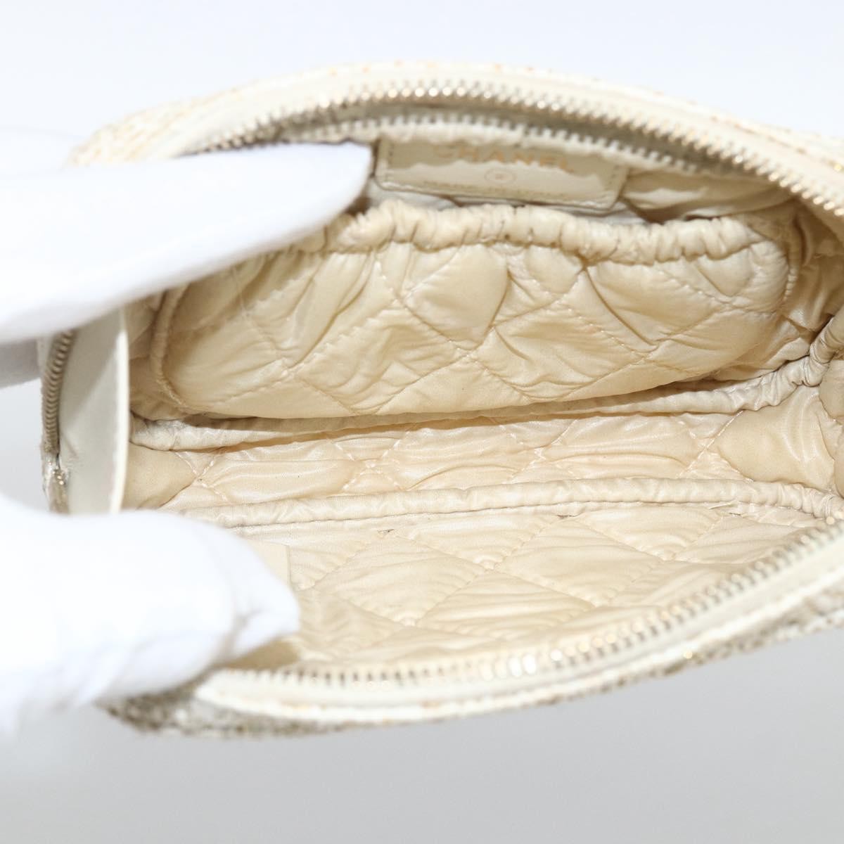 Chanel Deauville Curvy Cosmetic Pouch Tweed Gold Tweed Clutche & Pouche Bag (Pre-Owned)