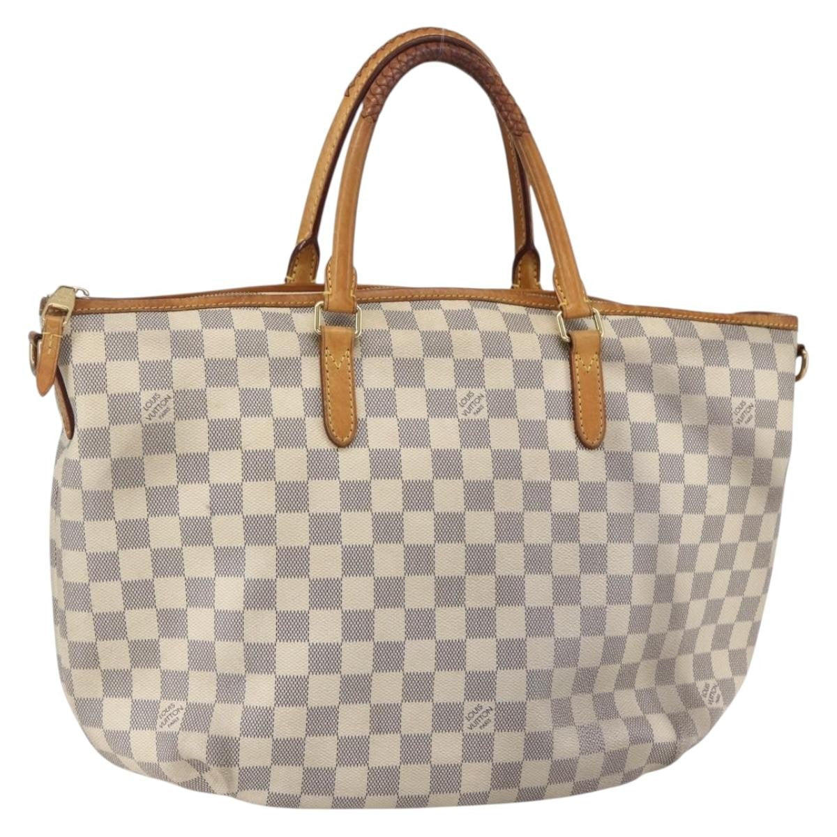 Louis Vuitton Riviera Handbag Damier White Canvas Handbag (Pre-Owned)