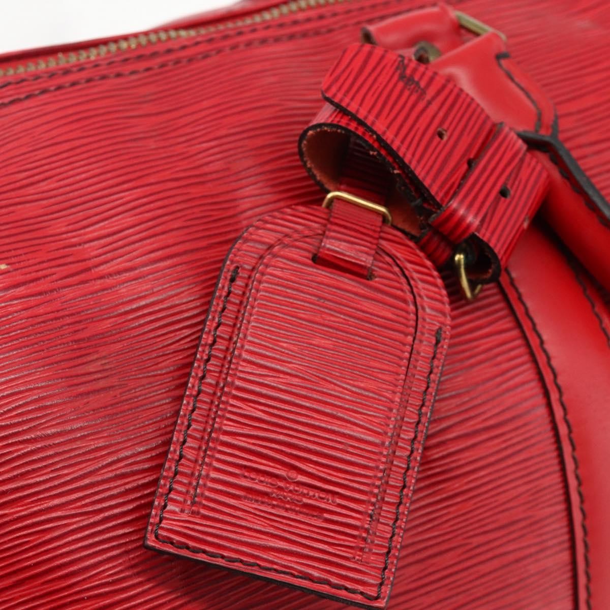 Louis Vuitton Keepall Bag Epi Leather Red Leather Travel Bag Bag (Pre-Owned)