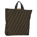 Fendi Open Shopping Tote Zucca Canvas Brown Canvas Tote Bag Bag (Pre-Owned)