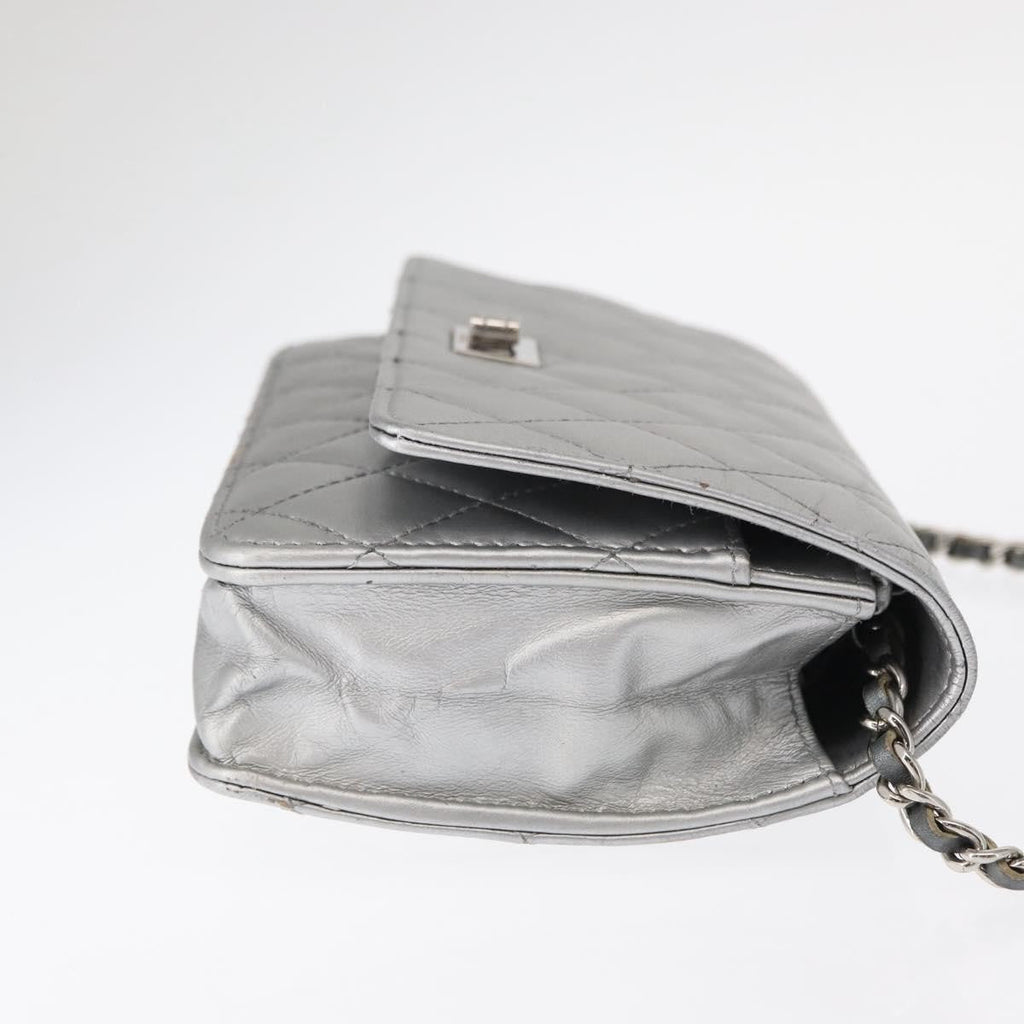 Chanel Reissue 2.55 Wallet On Chain Quilted Lambskin Silver Leather Shoulder Bag Bag (Pre-Owned)