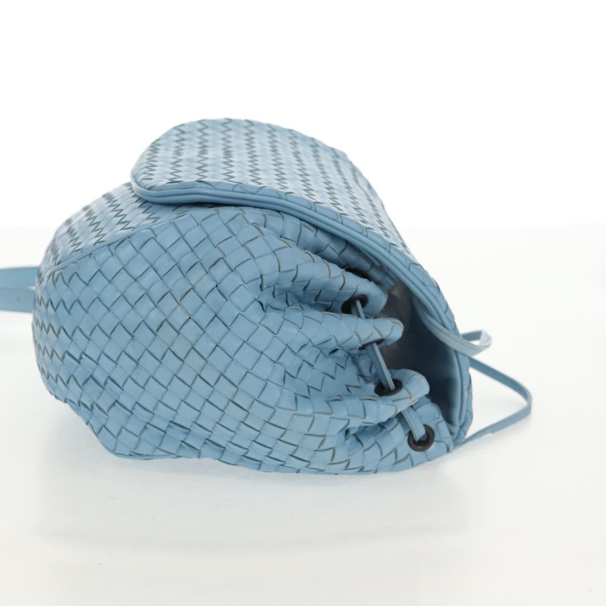 Bottega Veneta Intrecciato Shoulder Bag Leather Blue Leather Shoulder Bag Bag (Pre-Owned)