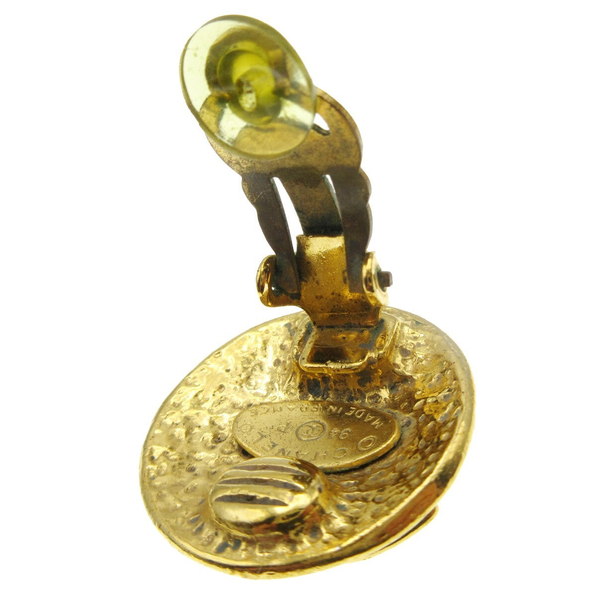 Chanel Cc Button Clip-On Earrings Metal Gold Gold_Plated Earrings Jewelry (Pre-Owned)