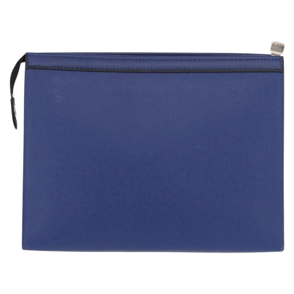 Louis Vuitton Pochette Voyage Taiga Leather Blue Leather Clutche & Pouche Bag (Pre-Owned)
