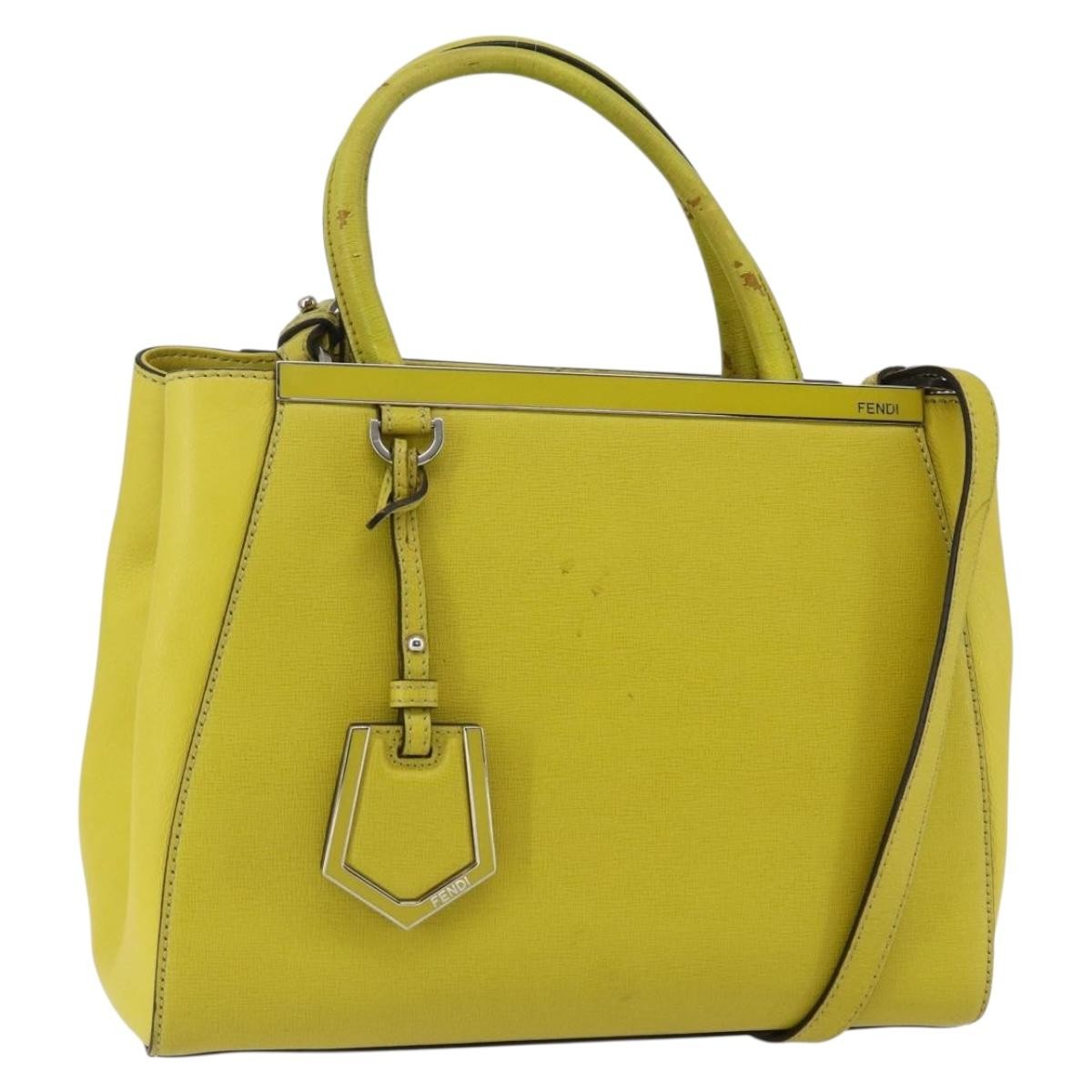 Fendi 2Jours Bag Leather Yellow Leather Handbag (Pre-Owned)