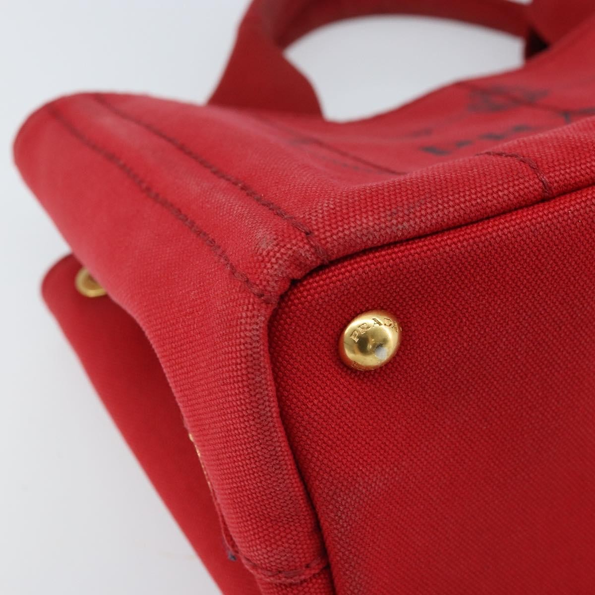 Prada Canapa Tote Canvas Red Canvas Tote Bag Bag (Pre-Owned)
