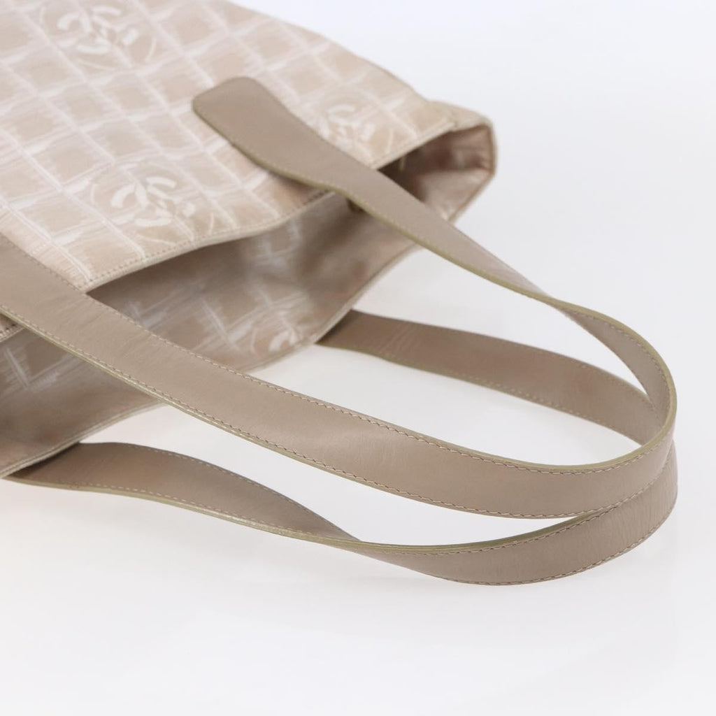 Chanel Travel Line Tote Nylon Beige Nylon Tote Bag Bag (Pre-Owned)
