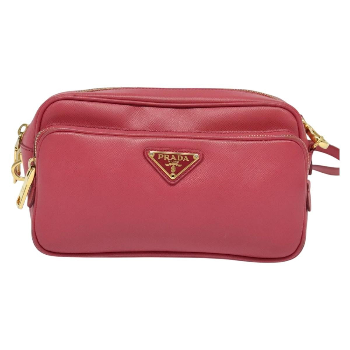 Prada Front Pocket Crossbody Bag Saffiano Leather Pink Leather Shoulder Bag Bag (Pre-Owned)