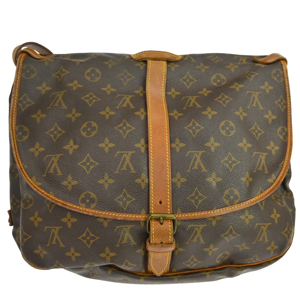 Louis Vuitton Saumur Handbag Monogram Canvas Brown Canvas Shoulder Bag Bag (Pre-Owned)
