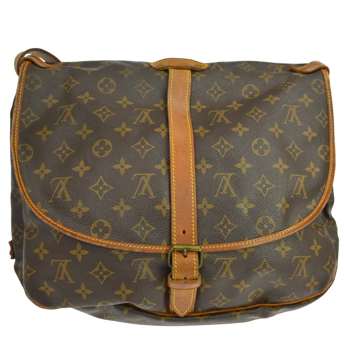 Louis Vuitton Saumur Handbag Monogram Canvas Brown Canvas Shoulder Bag Bag (Pre-Owned)