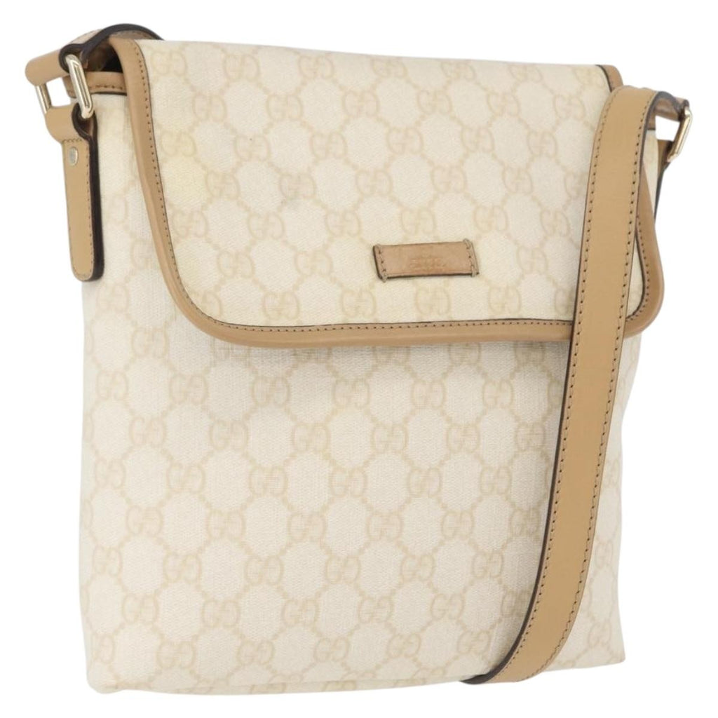 Gucci Flap Messenger Gg Coated Canvas Beige Canvas Shoulder Bag Bag (Pre-Owned)