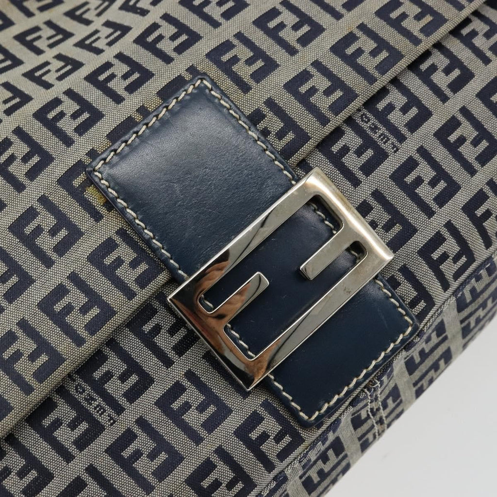 Fendi Mama Forever Bag Zucchino Canvas Navy Canvas Shoulder Bag Bag (Pre-Owned)