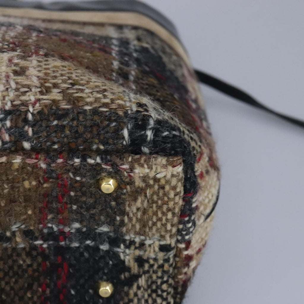 Burberry Nova Check Handbag Wool Beige Wool Handbag (Pre-Owned)
