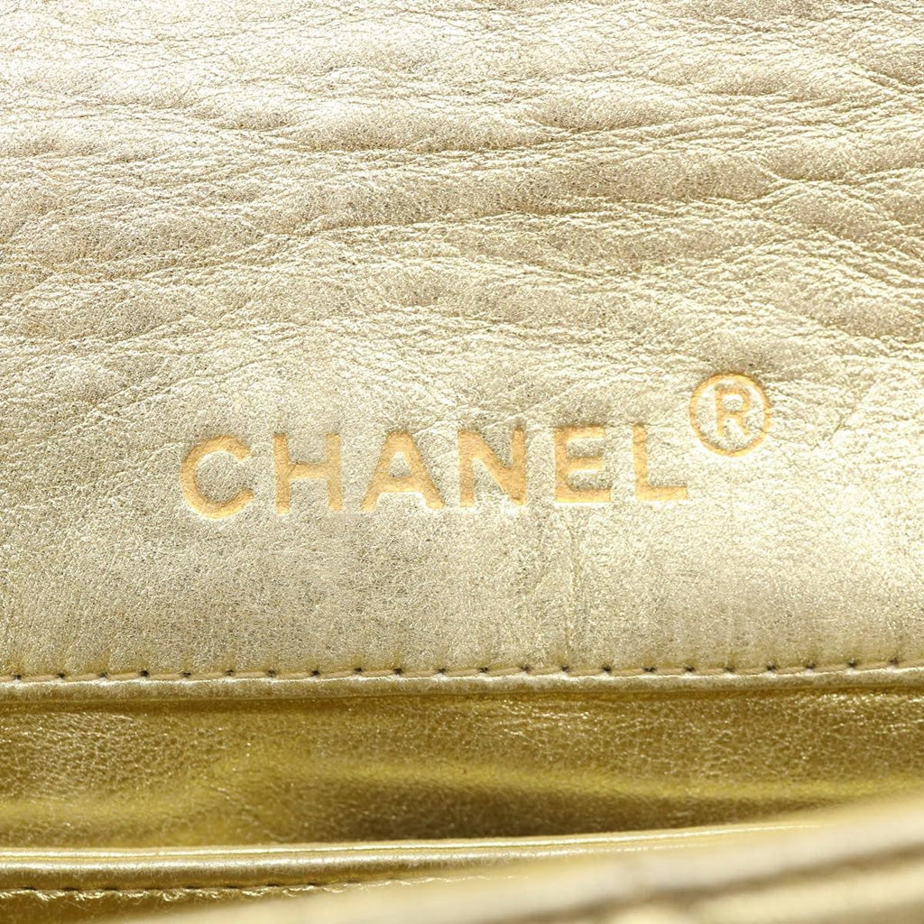 Chanel Vintage Cc Chain Flap Bag Quilted Lambskin Gold Leather Shoulder Bag Bag (Pre-Owned)