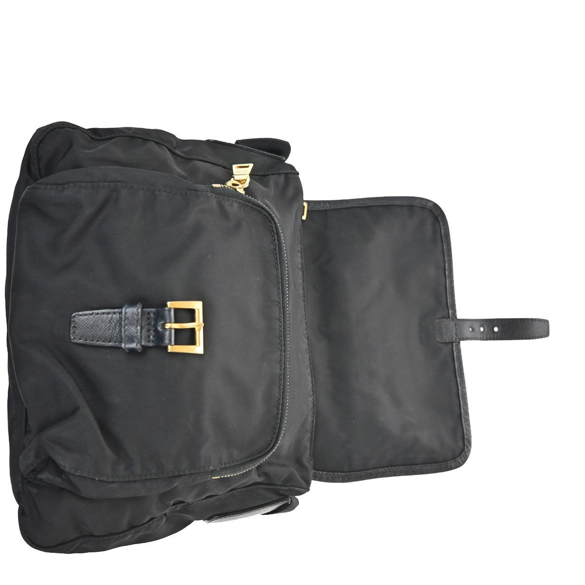 Prada Buckle Messenger Bag Tessuto Black Nylon Shoulder Bag Bag (Pre-Owned)
